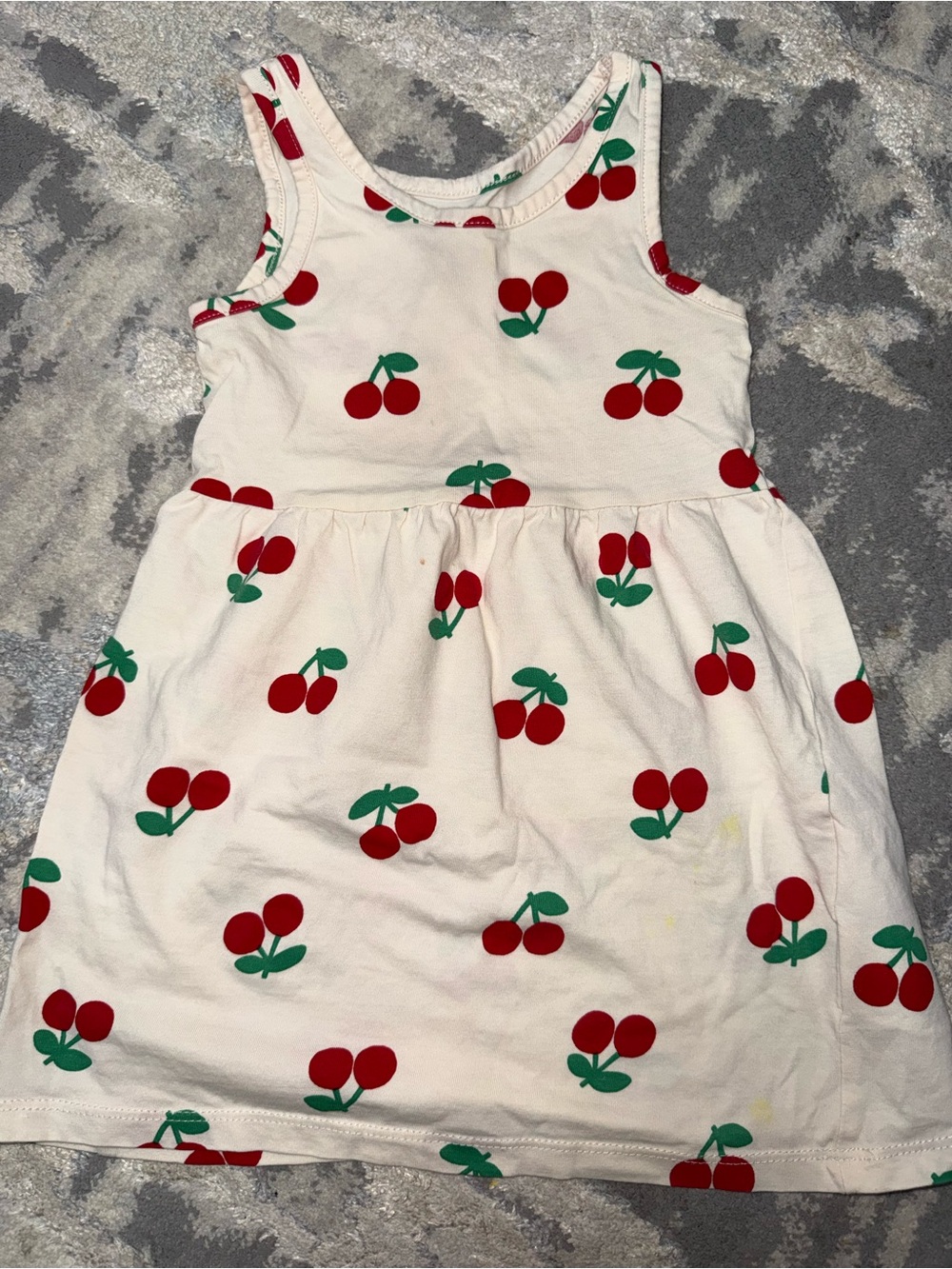 H&M Cream Tank Dress with Red Cherry Print